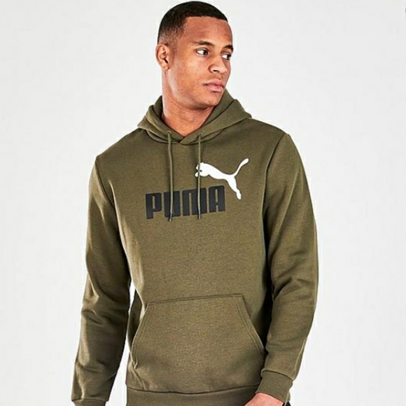 NWT Men's Puma Logo Hoodie - Dark Olive - Picture 8 of 11